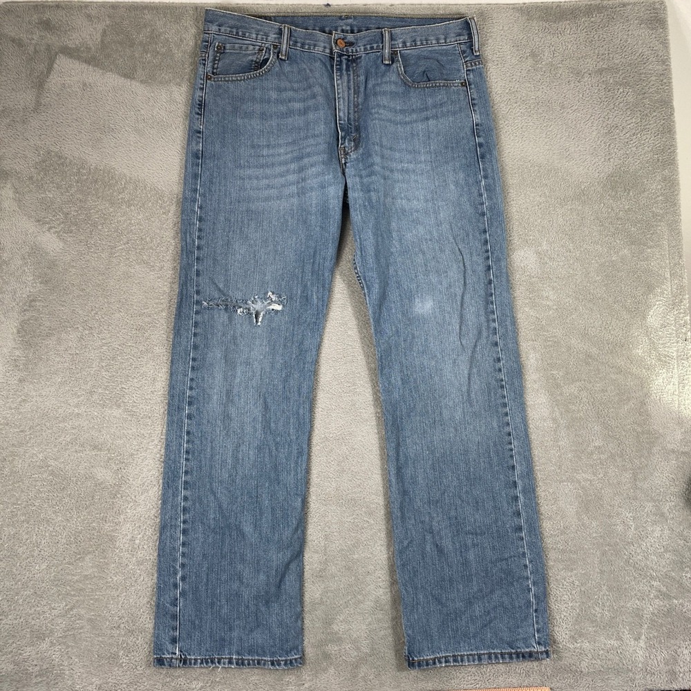 Levis 569 Loose Straight Jeans Mens 36x34 Blue Distressed Skater Grunge Denim